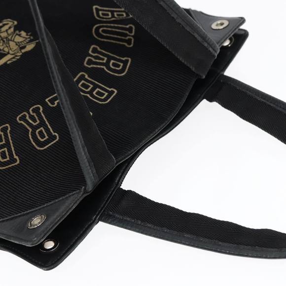 BURBERRY Tote Bag Corduroy Leather Black Silver Auth bs17934 - Picture 6 of 16